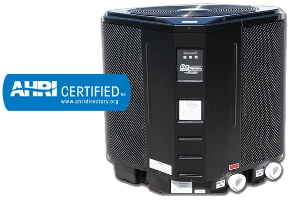 Black outdoor AC unit with AHRI Certified logo